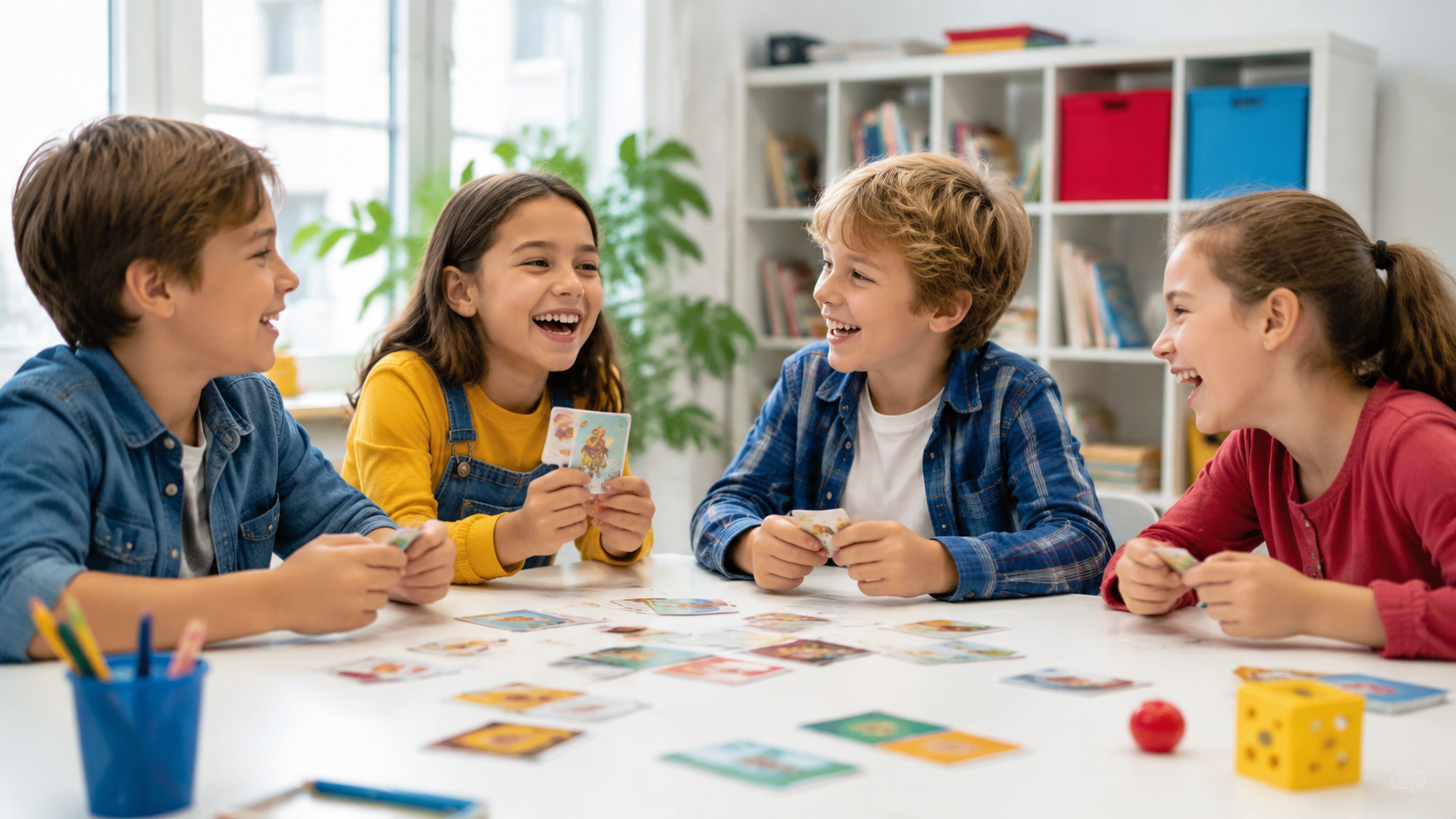 Bambini e insegnante durante un laboratorio di inglese