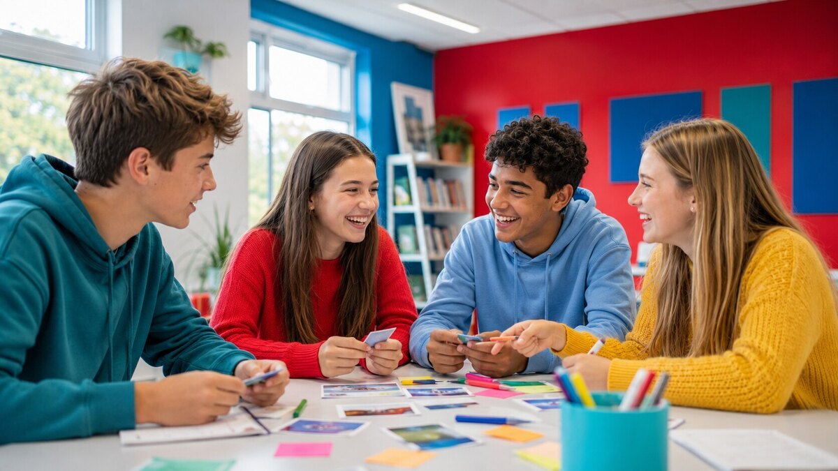 Ragazzi durante un laboratorio di inglese